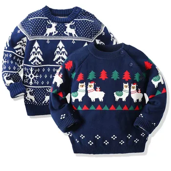 Коледен пуловер за малки момичета и момчета, Зимни дрехи за малките момичета, момчета, момичета, Есента детски вязаный пуловер с анимационни модел, с дълъг ръкав 1